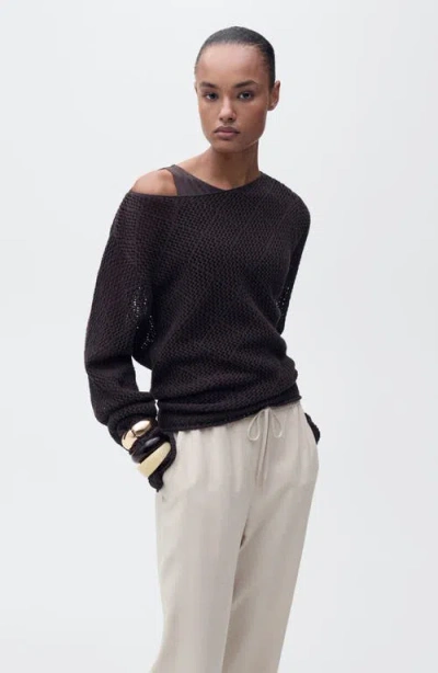 Mango Elastic Waist Flowy Pants In Beige