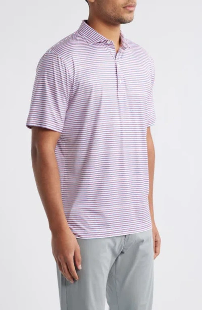 Johnnie-o Warwick Stripe Prep-formance Polo In Rouge Red