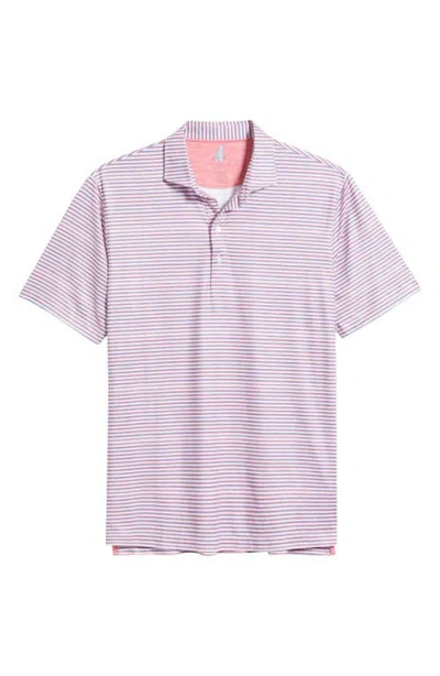 Johnnie-o Warwick Stripe Prep-formance Polo In Rouge Red