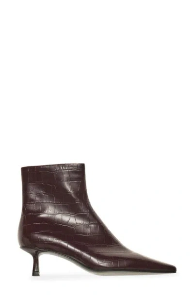 Mango Croc-embossed Ankle Boot In Burgundy