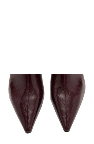 Mango Croc-embossed Ankle Boot In Burgundy