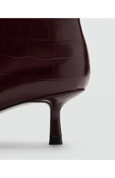 Mango Croc-embossed Ankle Boot In Burgundy