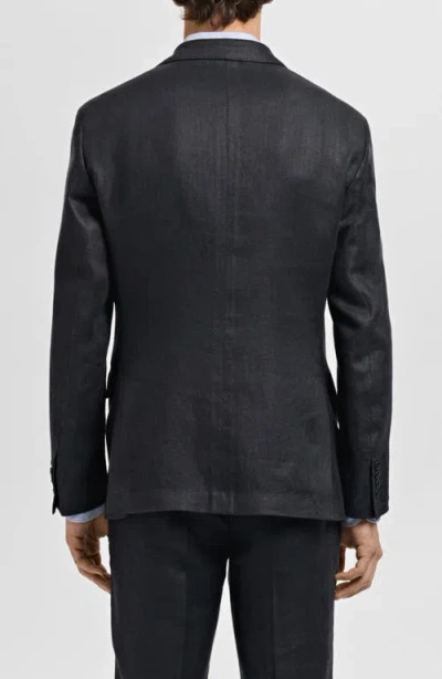 Mango Slim Fit Linen Sport Coat In Black