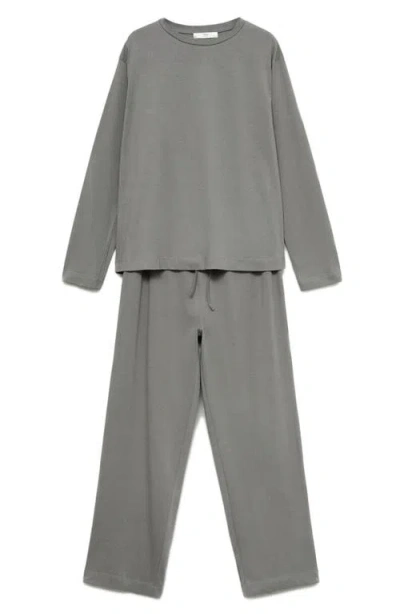 Mango Cotton Pajamas In Medium Grey