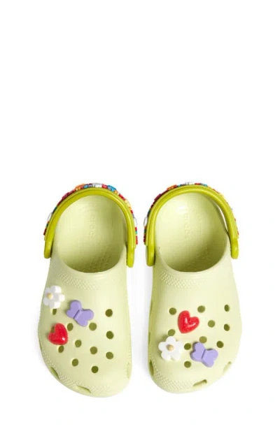 Crocs Kids' Classic Friendship Bracelet Clog With Jibbitz™ Shoe Charms In Frothy Green