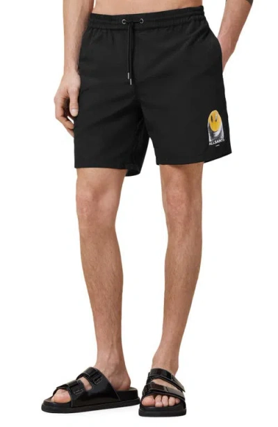 Allsaints Party Wave Swim Trunks In Black