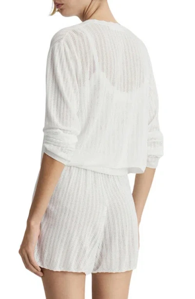 Mango Pointelle Pajama Cardigan In White