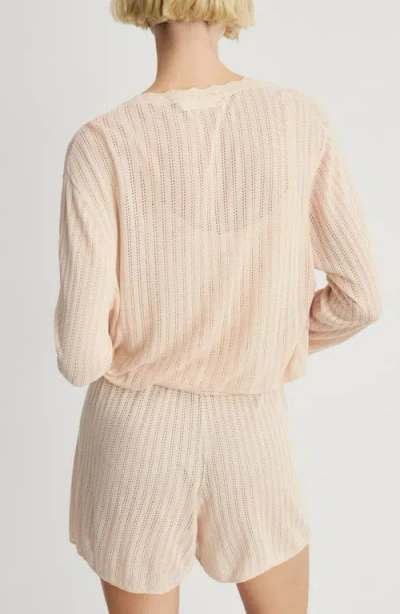 Mango Pointelle Pajama Cardigan In Salmon