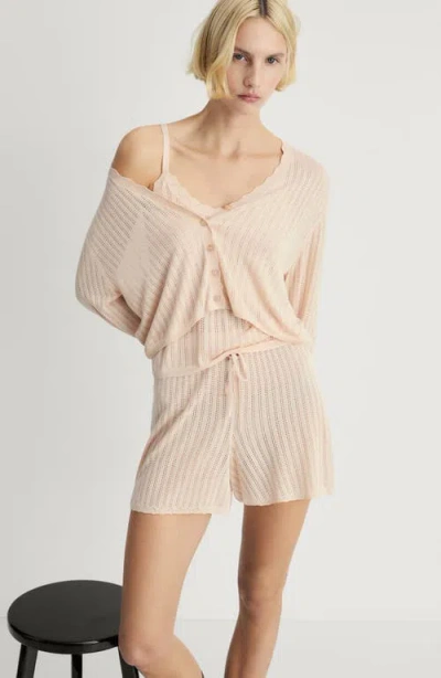 Mango Pointelle Pajama Cardigan In Salmon