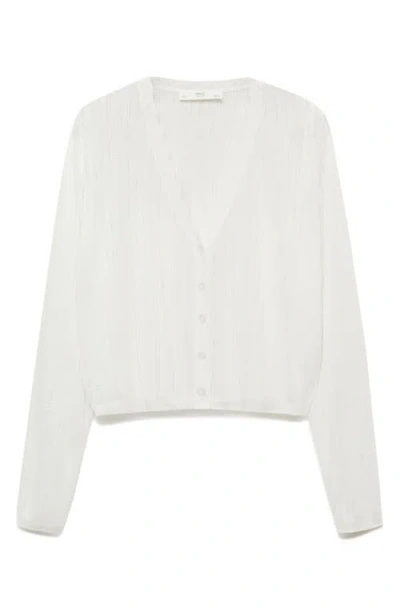 Mango Pointelle Pajama Cardigan In White