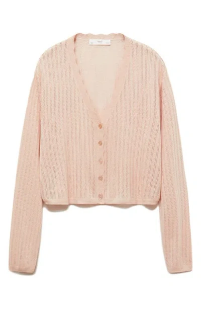 Mango Pointelle Pajama Cardigan In Salmon