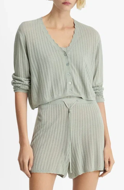 Mango Pointelle Pajama Cardigan In Aqua Green
