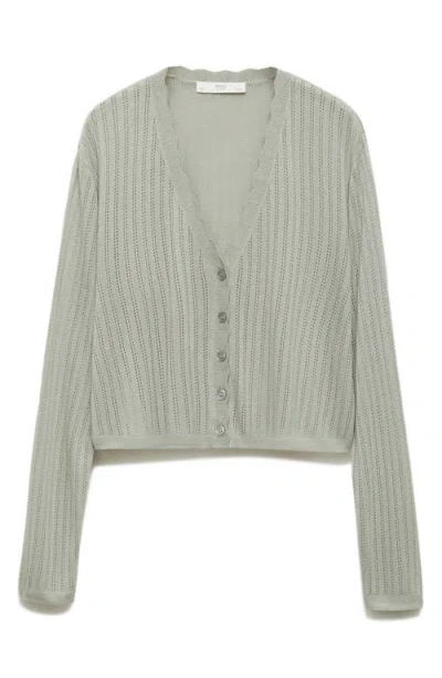 Mango Pointelle Pajama Cardigan In Aqua Green