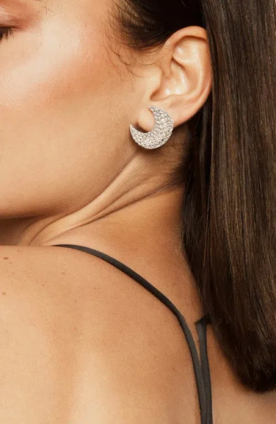 Deepa Gurnani Feyre Crescent Earrings In Silver
