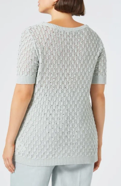 Marina Rinaldi Nerone Crystal Embellished Short Sleeve Sweater In Sage Green