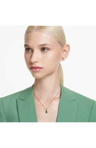 Swarovski Chroma Pendant Necklace & Stud Earrings Set In Green