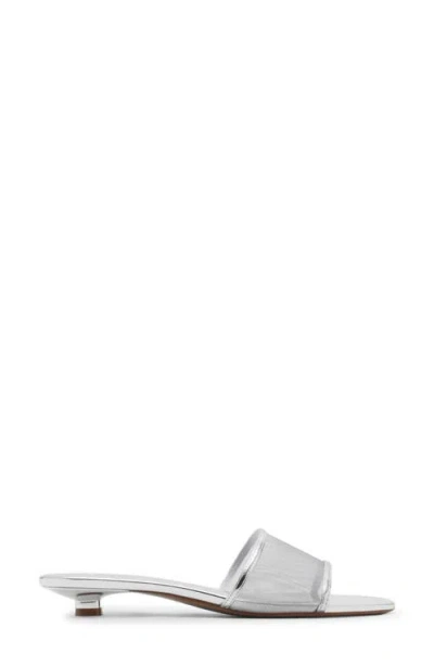 Mango Kitten Heel Slide Sandal In Silver