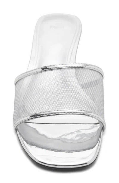 Mango Kitten Heel Slide Sandal In Silver