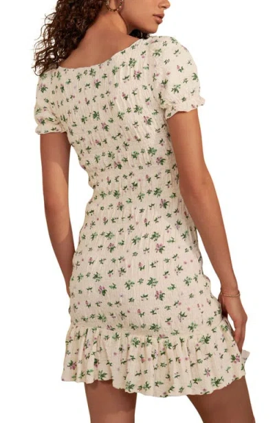 Next Ditsy Shirred Minidress In Ivory Floral