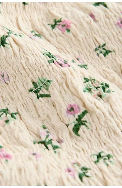 Next Ditsy Shirred Minidress In Ivory Floral