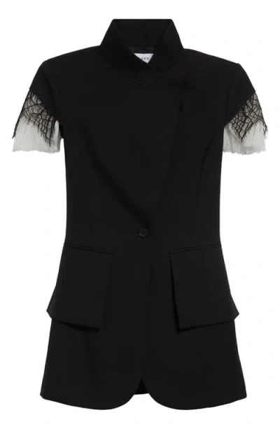 Alexander Mcqueen Alexander Mc Queen Sleeveless Jacket In Black/ivory Spider Web Lace In Black