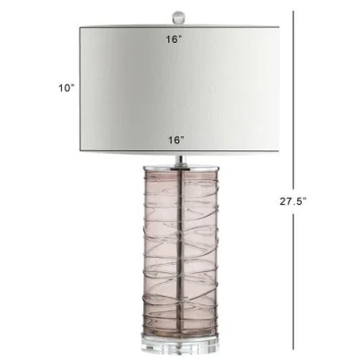Jonathan Y Designs Cole 27.5in Modern Fused Glass Cylinder Led Table Lamp In Smoky Gray