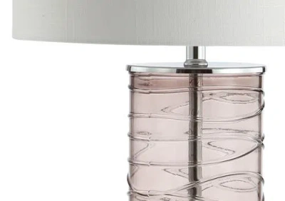 Jonathan Y Designs Cole 27.5in Modern Fused Glass Cylinder Led Table Lamp In Smoky Gray