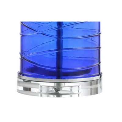 Jonathan Y Cole 27.5" Modern Fused Glass Cylinder Led Table Lamp In Cobalt