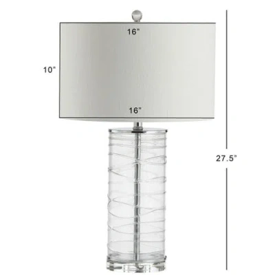 Jonathan Y Cole 27.5in Modern Fused Glass Cylinder Led Table Lamp In Clear