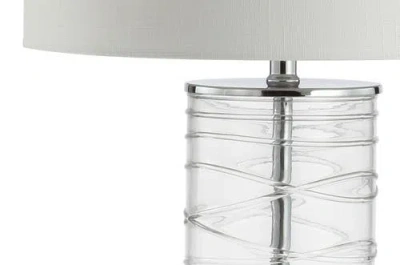 Jonathan Y Cole 27.5in Modern Fused Glass Cylinder Led Table Lamp In Clear