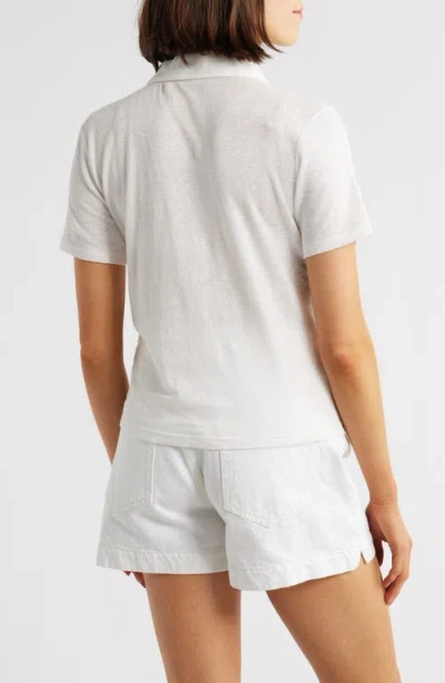 Frame The Caddy Stretch Linen Polo In Cream