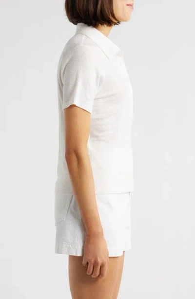 Frame The Caddy Stretch Linen Polo In Cream