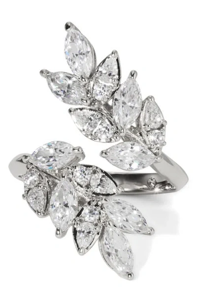 Nadri Ravish Vine Cubic Zirconia Ring In Rhodium
