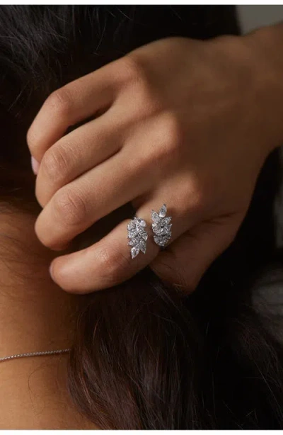Nadri Ravish Vine Cubic Zirconia Ring In Rhodium