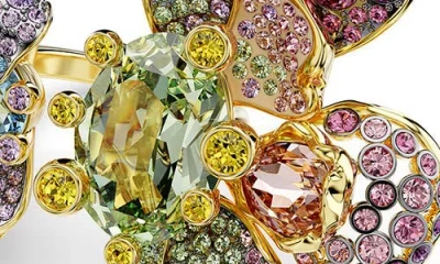 Swarovski Idyllia Multicolor Crystal Flower Open Statement Ring In Multicolored
