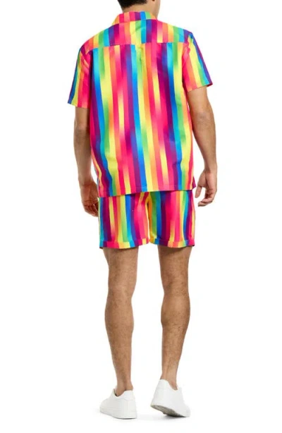 Opposuits Rainbow Stripe Camp Shirt & Drawstring Shorts Set In Miscellaneous