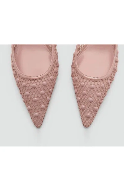 Mango Slingback Pointed Toe Kitten Heel Pump In Blush
