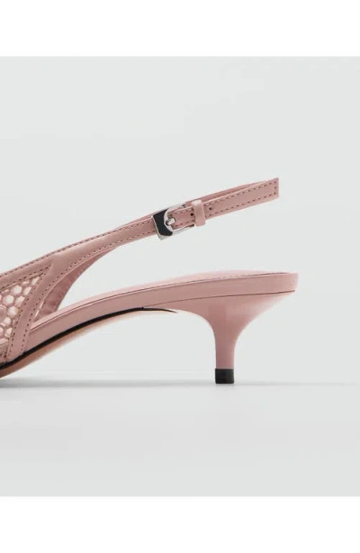Mango Slingback Pointed Toe Kitten Heel Pump In Blush