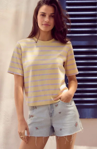 Next Stripe Boxy Cotton T-shirt In Purple