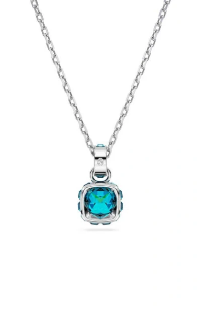 Swarovski Square Cut Birthstone Crystal Pendant Necklace In Metallic
