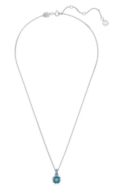 Swarovski Square Cut Birthstone Crystal Pendant Necklace In Metallic