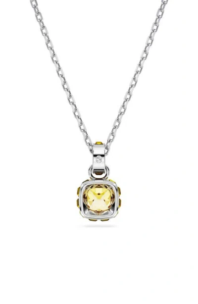 Swarovski Birthstone Pendant Nov Pendant Rhodium Shiny Yellow In Metallic