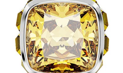 Swarovski Birthstone Pendant Nov Pendant Rhodium Shiny Yellow In Metallic