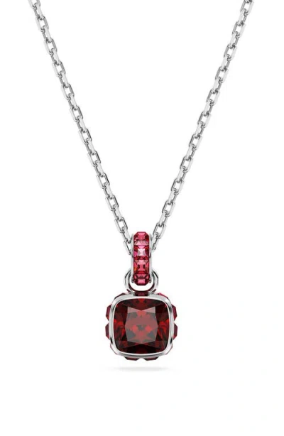 Swarovski Birthstone Pendant Jan Pendant Rhodium Shiny Red In Metallic