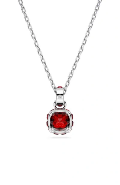 Swarovski Birthstone Pendant Jan Pendant Rhodium Shiny Red In Metallic