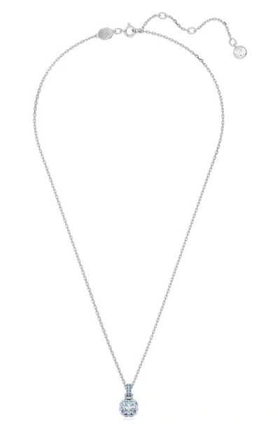Swarovski Square Cut Birthstone Crystal Pendant Necklace In Metallic