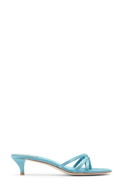 Jeffrey Campbell Doretta Kitten Heel Flip Flop In Light Turquoise Satin