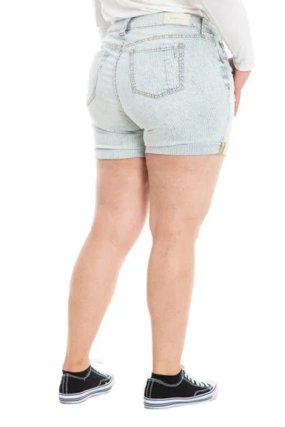 Slink Jeans Striped High-rise Shorts In Denim Stripes