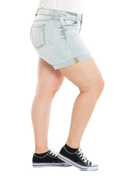 Slink Jeans Striped High-rise Shorts In Denim Stripes