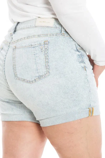 Slink Jeans Striped High-rise Shorts In Denim Stripes